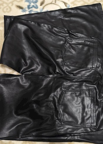 Siyah Deri Kadın Pantolon - Görsel 4