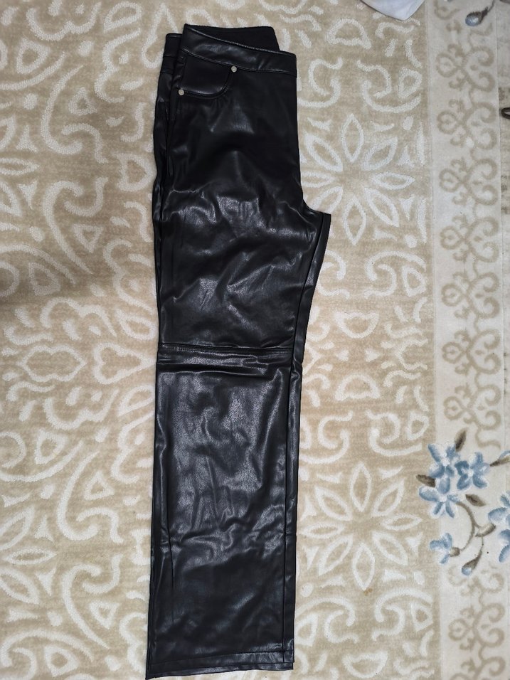 Siyah Deri Kadın Pantolon - Görsel 2