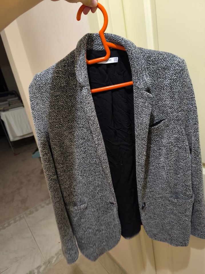 Düğmeli Gri Kadın Blazer Ceket - Görsel 2