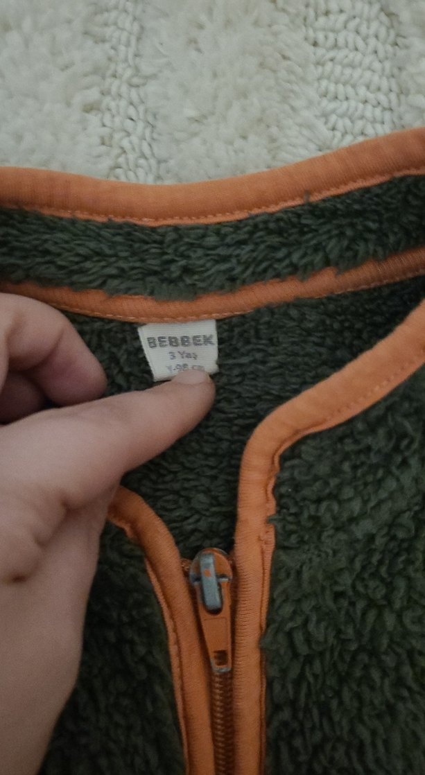 Erkek Çocuk Haki Bej Fermuarlı Hırka - Görsel 2