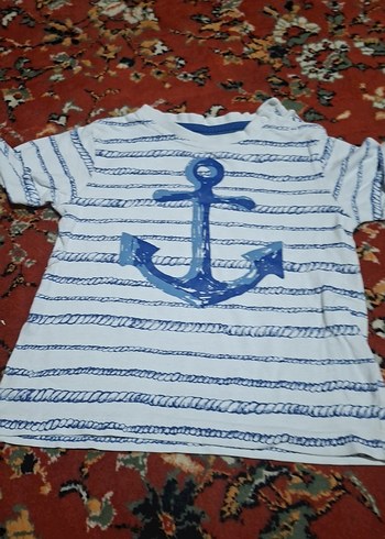 Erkek Çocuk Mavi Çapa Baskılı Kısa Kollu Tişört - Görsel 2