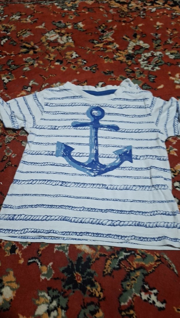 Erkek Çocuk Mavi Çapa Baskılı Kısa Kollu Tişört - Görsel 2