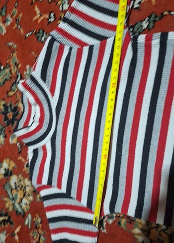 Çok Renkli Çizgili  Balıkçı Yaka Kazak - Görsel 4