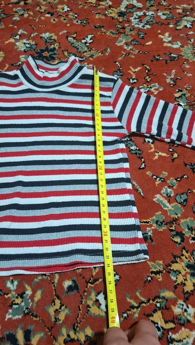 Çok Renkli Çizgili  Balıkçı Yaka Kazak - Görsel 2