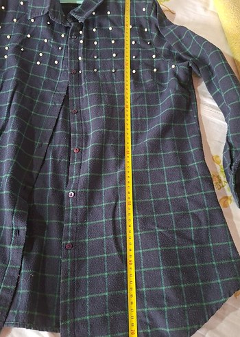 Düğmeli Gri Midi kışlık Kadın Gömlek - Görsel 4