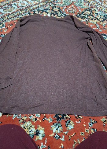 Drapeli Uzun Kollu Kahverengi Hamile Tunik - Görsel 7