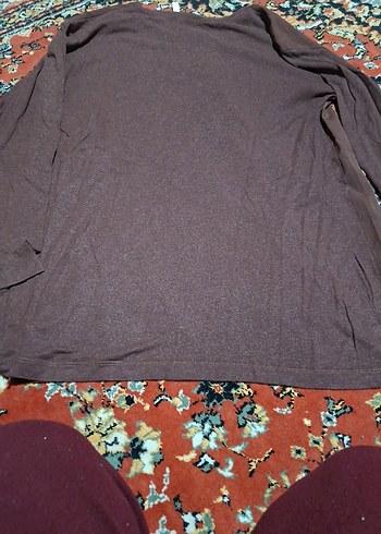 Drapeli Uzun Kollu Kahverengi Hamile Tunik - Görsel 8