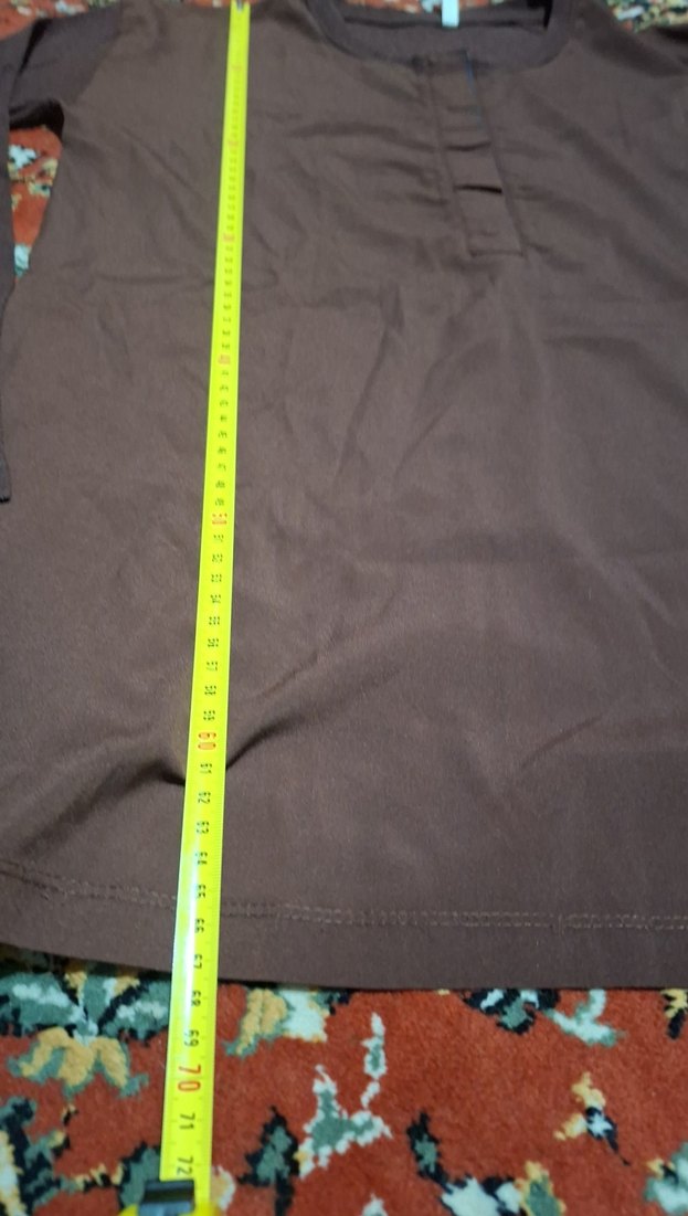 Drapeli Uzun Kollu Kahverengi Hamile Tunik - Görsel 3