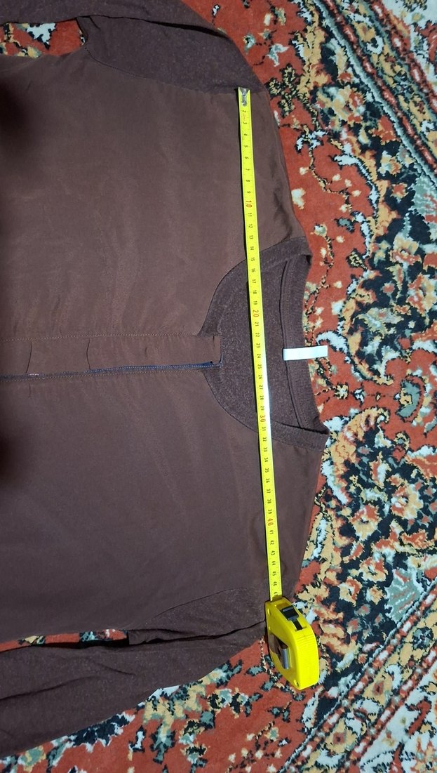 Drapeli Uzun Kollu Kahverengi Hamile Tunik - Görsel 5