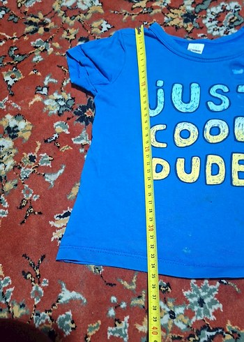 Renkli Baskılı Mavi Erkek Tişört lekesi vardır - Görsel 3