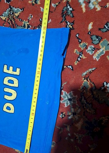 Renkli Baskılı Mavi Erkek Tişört lekesi vardır - Görsel 8