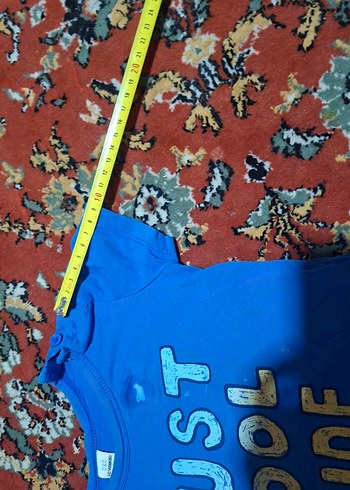 Renkli Baskılı Mavi Erkek Tişört lekesi vardır - Görsel 6