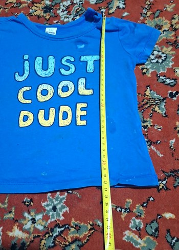 Renkli Baskılı Mavi Erkek Tişört lekesi vardır - Görsel 4