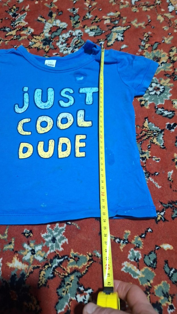 Renkli Baskılı Mavi Erkek Tişört lekesi vardır - Görsel 4