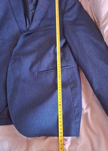 Mavi Gri Düğmeli Erkek Takım Ceketi - Görsel 4