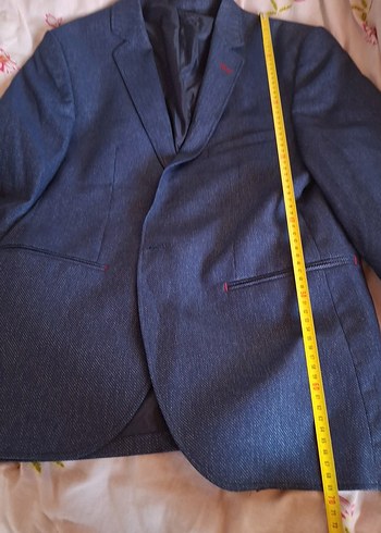 Mavi Gri Düğmeli Erkek Takım Ceketi - Görsel 5