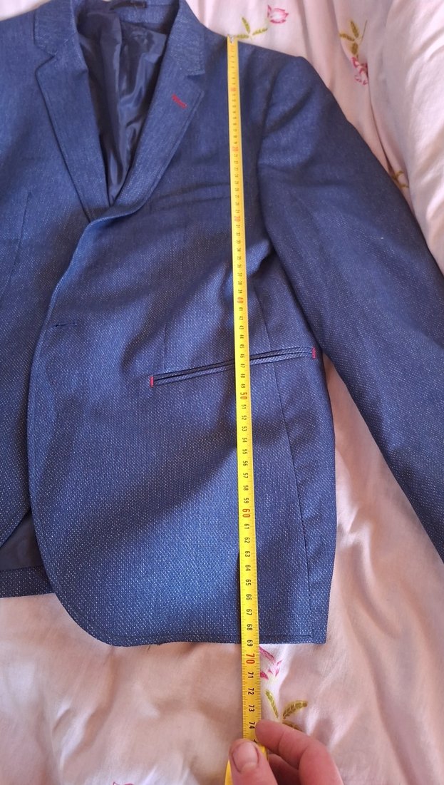 Mavi Gri Düğmeli Erkek Takım Ceketi - Görsel 4