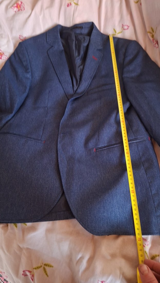 Mavi Gri Düğmeli Erkek Takım Ceketi - Görsel 5