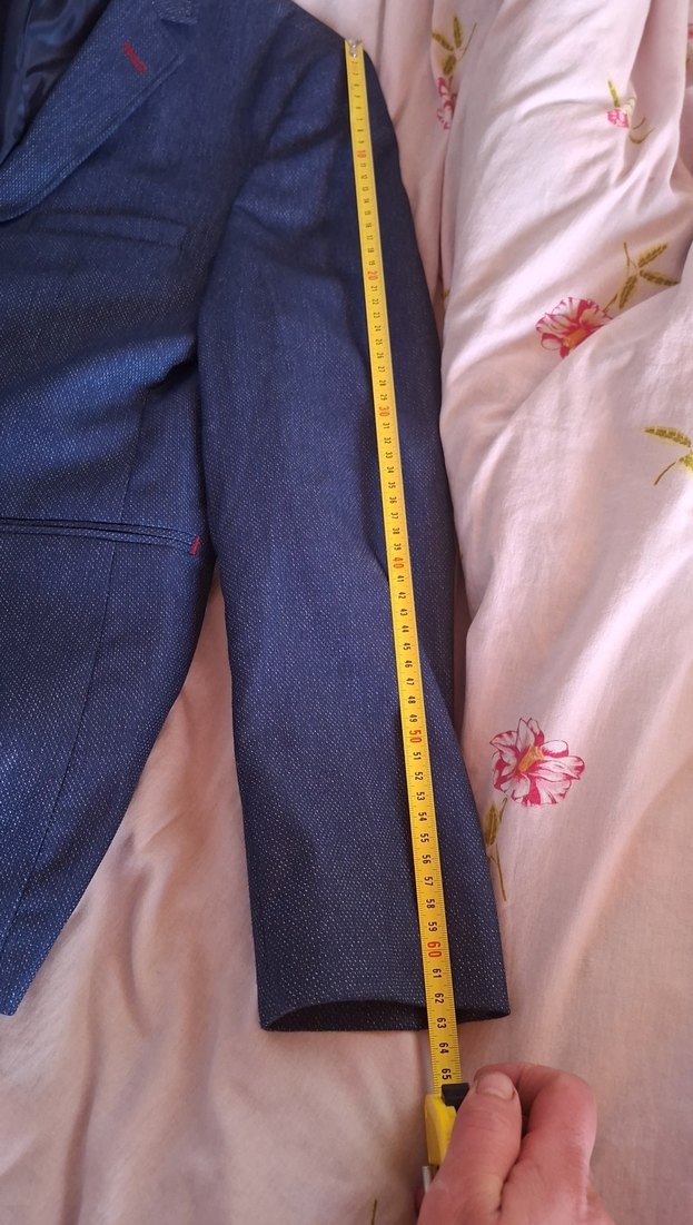 Mavi Gri Düğmeli Erkek Takım Ceketi - Görsel 3