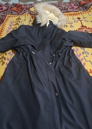 Kadın Beyaz Peluş Kürklü Kışlık Mont - Görsel 4