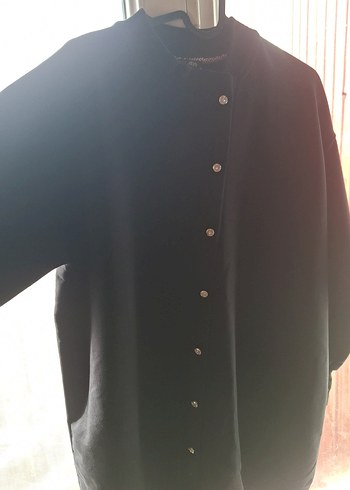 Düğmeli Siyah Hamile Hırka - Görsel 3