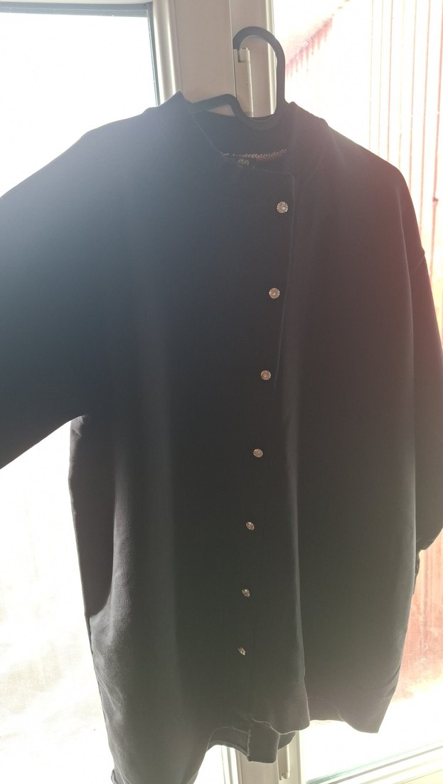 Düğmeli Siyah Hamile Hırka - Görsel 3