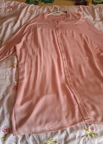 Düğmeli Pembe Uzun Hamile Bluzu - Görsel 6