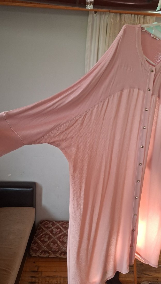 Düğmeli Pembe Uzun Hamile Bluzu - Görsel 3