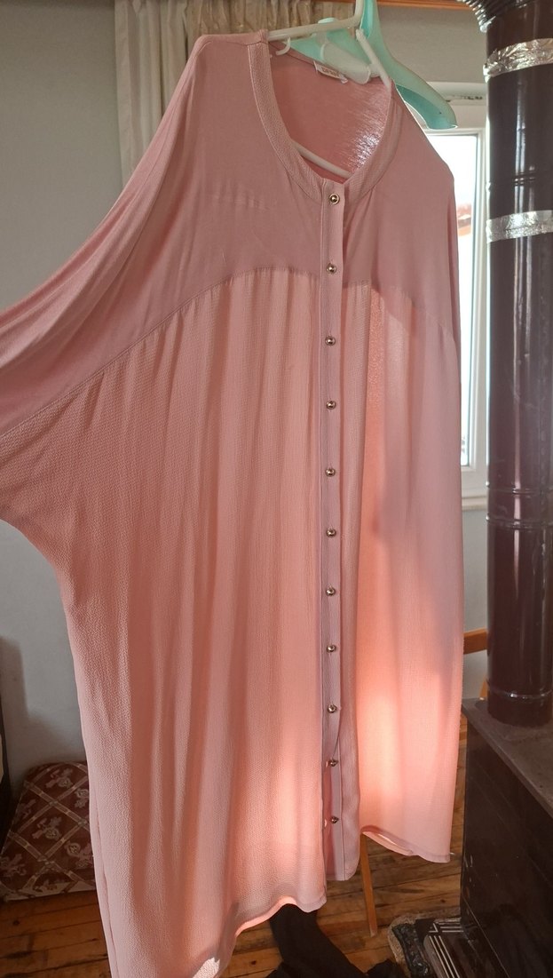 Düğmeli Pembe Uzun Hamile Bluzu - Görsel 2