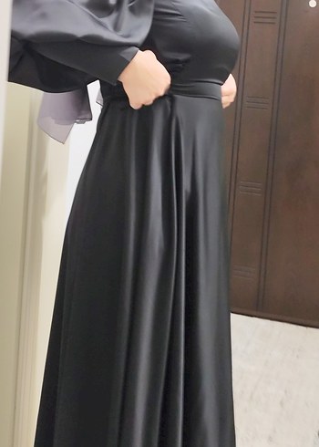 Siyah Uzun Kollu Yüksek Yakalı Uzun Abiye
