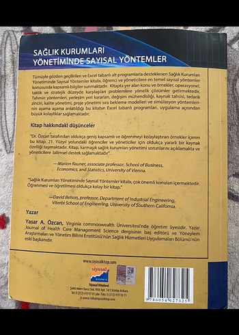 Beden Renk Sağlık Kurumları Yönetiminde Sayısal Yöntemler Kitabı