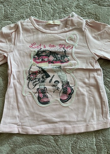 BG store marka Kız Çocuk Pembe Uzun Kollu Baskılı bluz