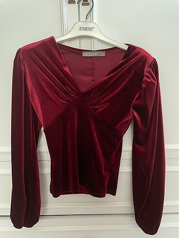 Zara Bordo kadife bluz