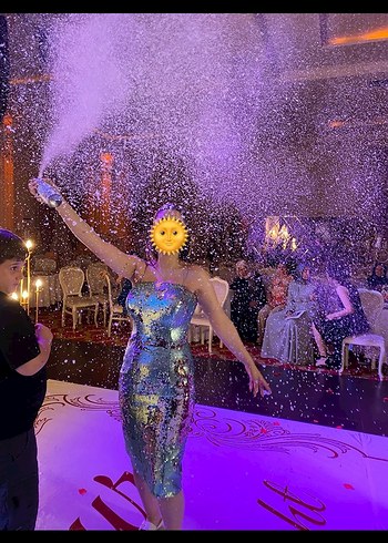 Parlak Mini Straplez Abiye Elbise - Görsel 2