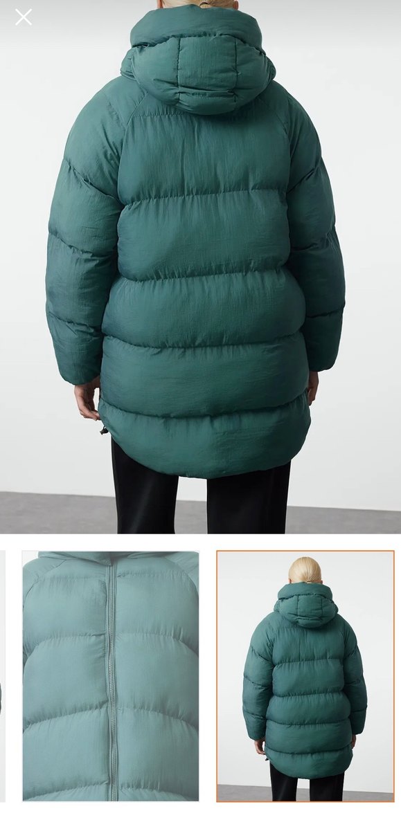 Koyu Yeşil Fermuarlı Midi Kışlık Kadın Mont - Görsel 2