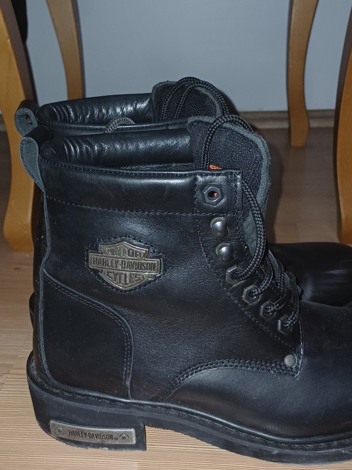 Harley Siyah Deri Erkek Biker Botları - Görsel 3