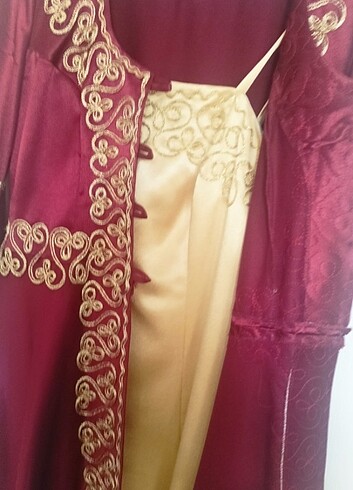 s Beden bordo Renk Kınalik kaftan