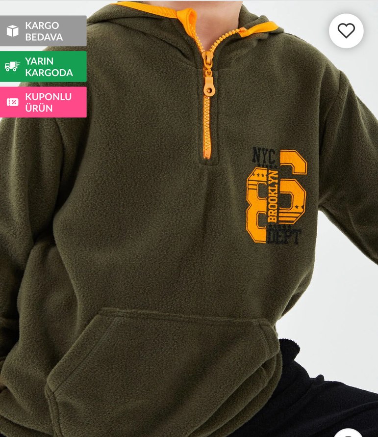 Rolypoly Erkek Çocuk Fermuarlı haki Sweatshirt - Görsel 3