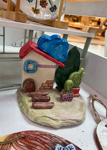 Tasarımcı Pastel Renkli Minyatür Ev Figürü