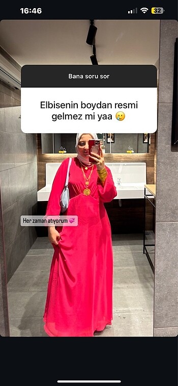 Pembe tesettür şifon elbise