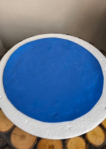 Mavi Kalpli Süslemeli Maket pasta - Görsel 8