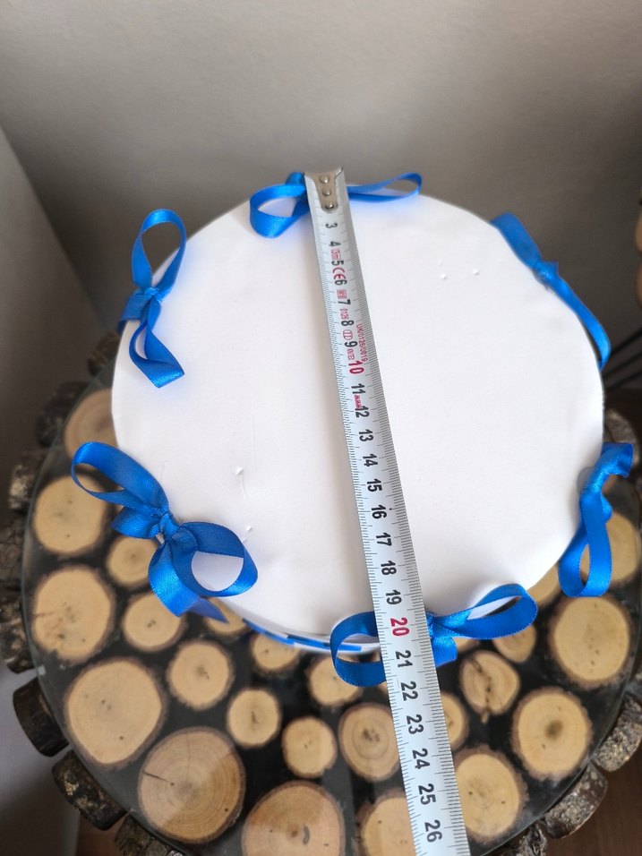 Mavi Kalpli Süslemeli Maket pasta - Görsel 3