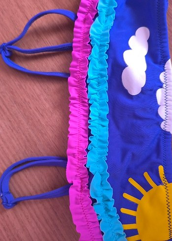 7 Yaş Beden mavi Renk Penti Kız Çocuk Bikini Takımı