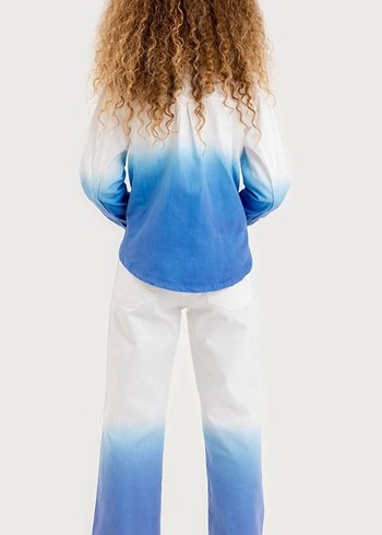 N&K Jeans Mavi Beyaz Batik Desenli Kız Takım - Görsel 2