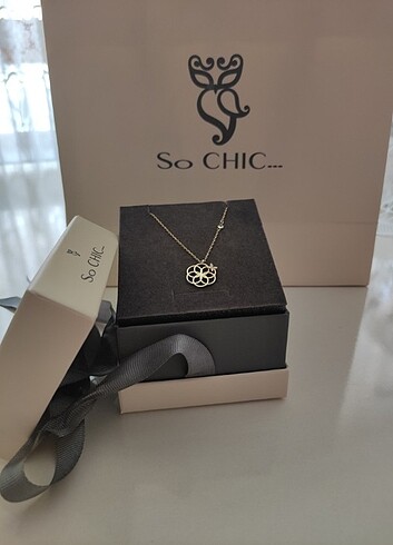 So CHIC Yaşam Çiçeği 18 Ayar Sarı Altın Kaplama 47 cm Gümüş Şans