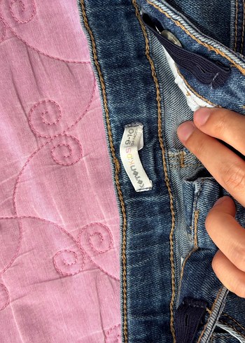 Koton Kids Düğmeli Nakışlı Lacivert Kot etek çocuk