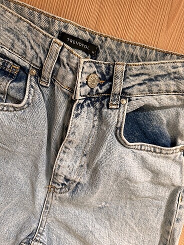 32 Beden Mavi yüksek bel uzun straight jeans kot