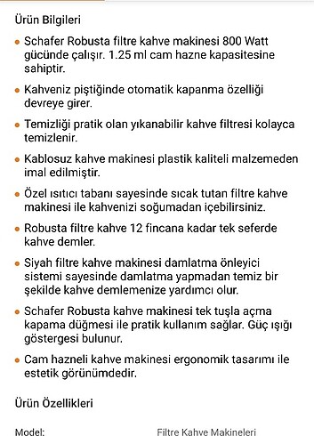 Schafer robusta filtre kahve makinesi - Görsel 6