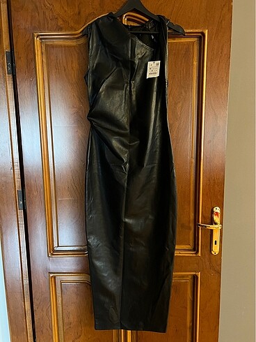 Zara Zara suni deri midi elbise