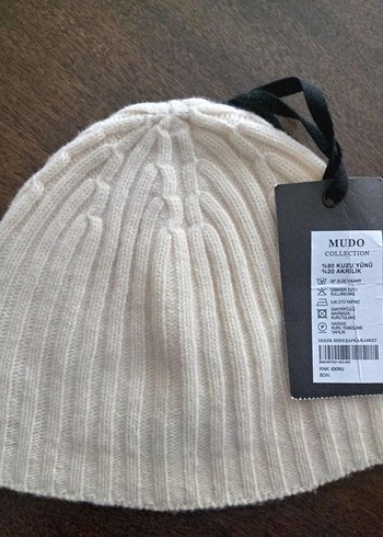 Mudo Koleksiyon Beyaz Örgü Yün Bere - Görsel 3